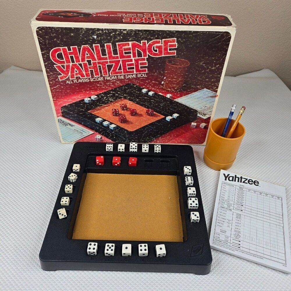 Vintage Challenge Yahtzee Board Game 1980 Milton Bradley Complete